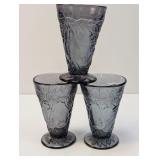 (3) Vintage Glass Pear Pattern Footed Tumbler Lot