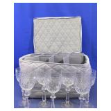 (7) Vintage Crystal Wine Goblets w/ Storage Case