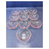 (10) Pink Textured Glass Dessert Bowls
