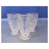 (3) Clear Pressed Glass Footed Tumblers
