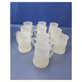 (10) Frosted Glass Mugs ï¿½ Diamond Pattern Design