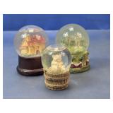 (3) Small Decorative Snow Globes
