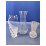 (3) Assorted Clear Glass Vases