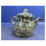 Decorative Green & White Teapot