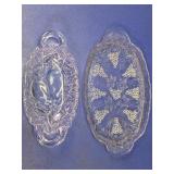 (2) Clear Pressed Glass Serving Trays