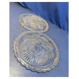 (2) Clear Glass Floral Pattern Plates 11 Inch