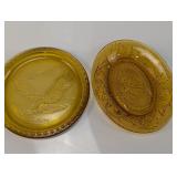 (2) Amber Glass Decorative Plates