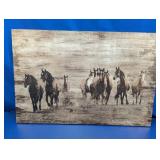 Rustic Running Horses Wood Wall Art