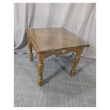 (1) Oak Glass-Top Square End Table