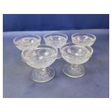 (5) Glass Dessert Cups with Floral Pattern