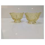 (2) Yellow Textured Glass Candle Holders