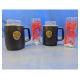 (4) Vintage Glass & Thermal Mugs Set