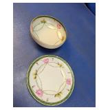 (2) Nippon Floral Plate and Footed Bowl