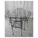 (5) Wrought Iron Dining ï¿½ Glass Top Table & Chairs