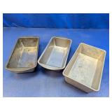 (3) Vintage Metal Loaf Baking Pans Trio