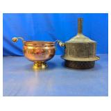 (2) Copper Pot w/ Handles & Perforated Funnel