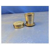 (1) Vintage Collapsible Plated Tin Cup