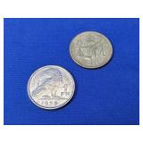 (2) Belgium & Mexico Coins