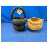(2) Handcrafted Folk Art Pottery Pieces