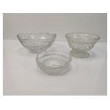 (3) Cut Glass Serving Bowls