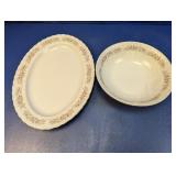 (2) Teahouse Rose Fine China Serving Pieces