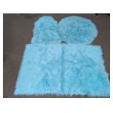 (3) Light Blue Artificial Fur Rugs