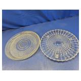 (2) Round Sawtooth Edge Clear Glass Serving