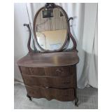 (1) Antique Wooden Dresser with Mirror