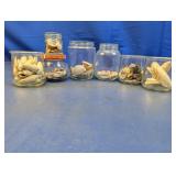 (7) Assorted Glass Containers with Seashell