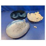 (3) Assorted Ceramic Art Pottery Bowls & Plates