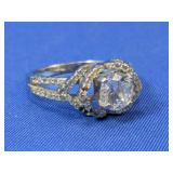 (1) Silver-Tone Ring with Clear Round Stone