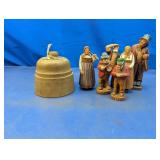 (7) Vintage Wood Carved Figures & Mold