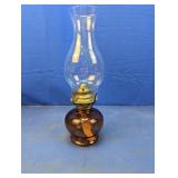 (1) Glass Oil Lamp with Amber Base