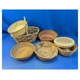 (7) Rustic Woven Baskets Collection Lot