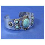 (1) Silver-Tone Bracelet w/ Turquoise Stones