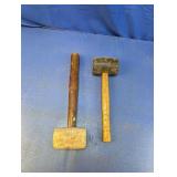 (2) Rubber & Wood Mallets Duo