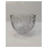 (1) Cut Crystal Bowl with Gold Rim