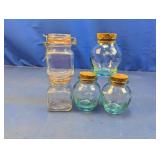 (5) Small Glass Jars w/ Cork & Clamp Lids