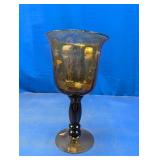 (1) Vintage Amber Colored Glass Goblet