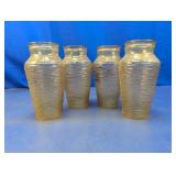 (4) Textured Amber Glass Vases