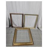 (3) Rectangular Wood & Gilt Picture Frames