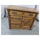 (1) Carved Wooden Cabinet with Drawers