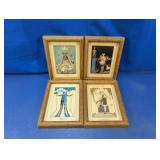 (4) Framed Art Prints in Wooden Frames