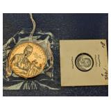 (2)Dr. DeBakey Medal & 1946 Roosevelt Dime Duo
