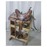 Western Horse Saddle with stand