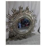 (1) Silver-Tone Sunburst Wall Mirror