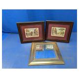 (3) Framed Art Prints and Mirror Set