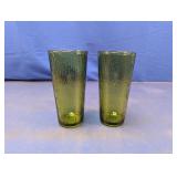 (2)Anchor Hocking Avocado Green Juice Tumblers