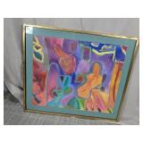 (1) Framed Abstract Mixed Media Artwork