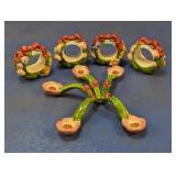 (9) Floral Napkin Rings and Flower Spoons